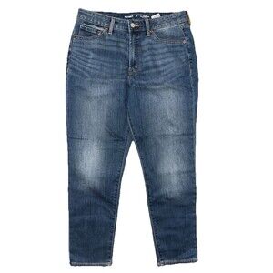 Old Navy Womens 12 High-Rise O.G. Straight Built-In-Wash Blue Denim Jeans